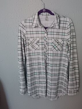 Vanity White Plaid Shirt with Mint and Gray Accents
